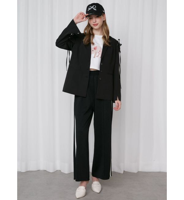 CALNAMUR「サイドラインリボンプリントスウェットパンツ」|その他|