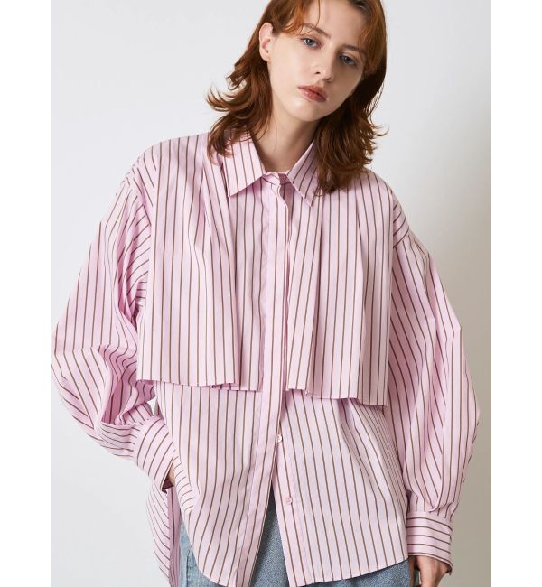 ELENDEEK「STRIPE LAYERED SH」|シャツ・ブラウス|ピンク