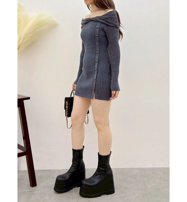 EVRIS「オフショルニットワンピース」|ワンピース|