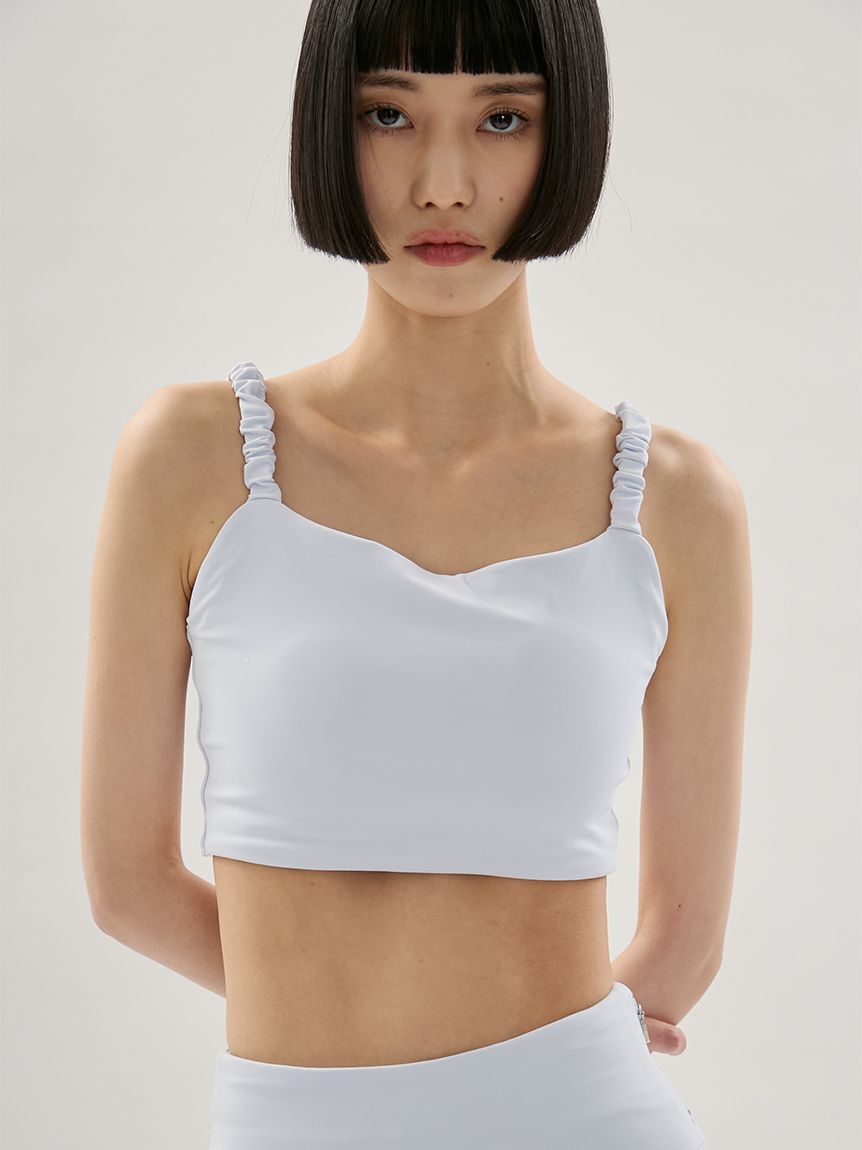 emmi yoga「【Sustainaretch】ギャザーショルダーブラトップ/UVカット/接触冷感」|インナー|