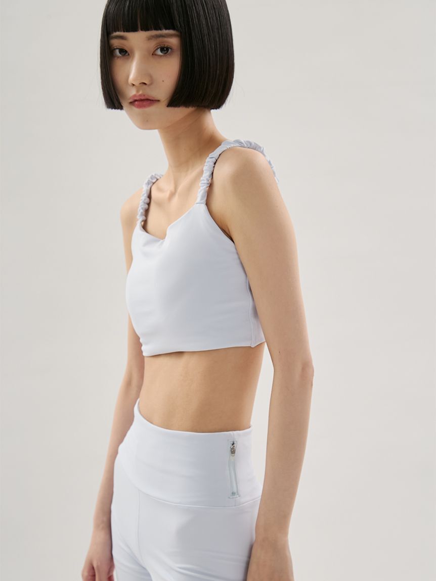 emmi yoga「【Sustainaretch】ギャザーショルダーブラトップ/UVカット/接触冷感」|インナー|
