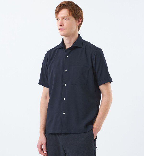 MACKINTOSH PHILOSOPHY「トロッター スクエアカッタウェイシャツ ナローサッカーストライプ」|シャツ・ブラウス|ネイビー