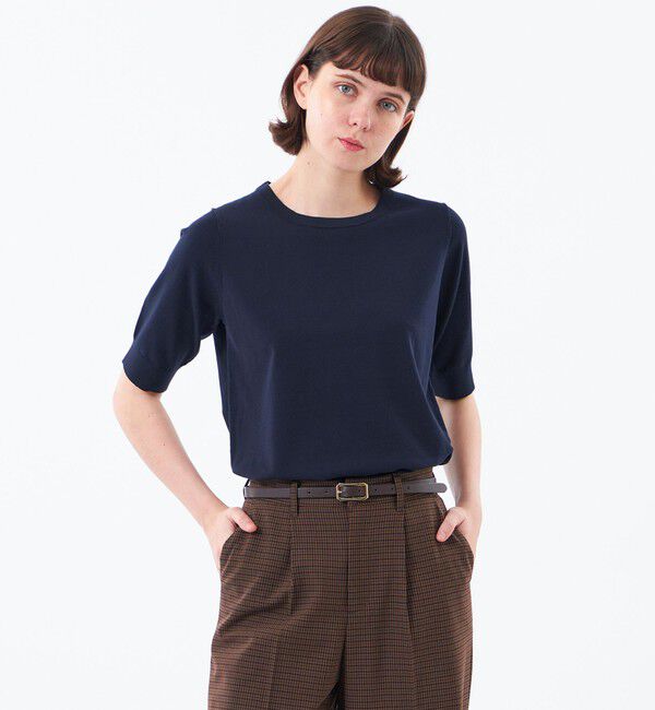 MACKINTOSH PHILOSOPHY「レーヨンミックスハーフスリーブニット」|ニット・セーター|ネイビー