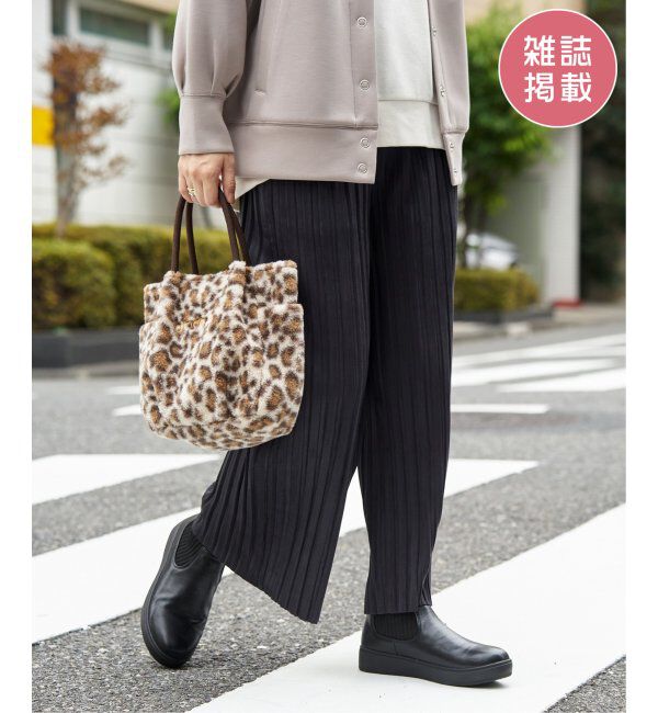 ikka「【親子コーデ】スエードライクプリーツワイドパンツ」|その他|チャコール