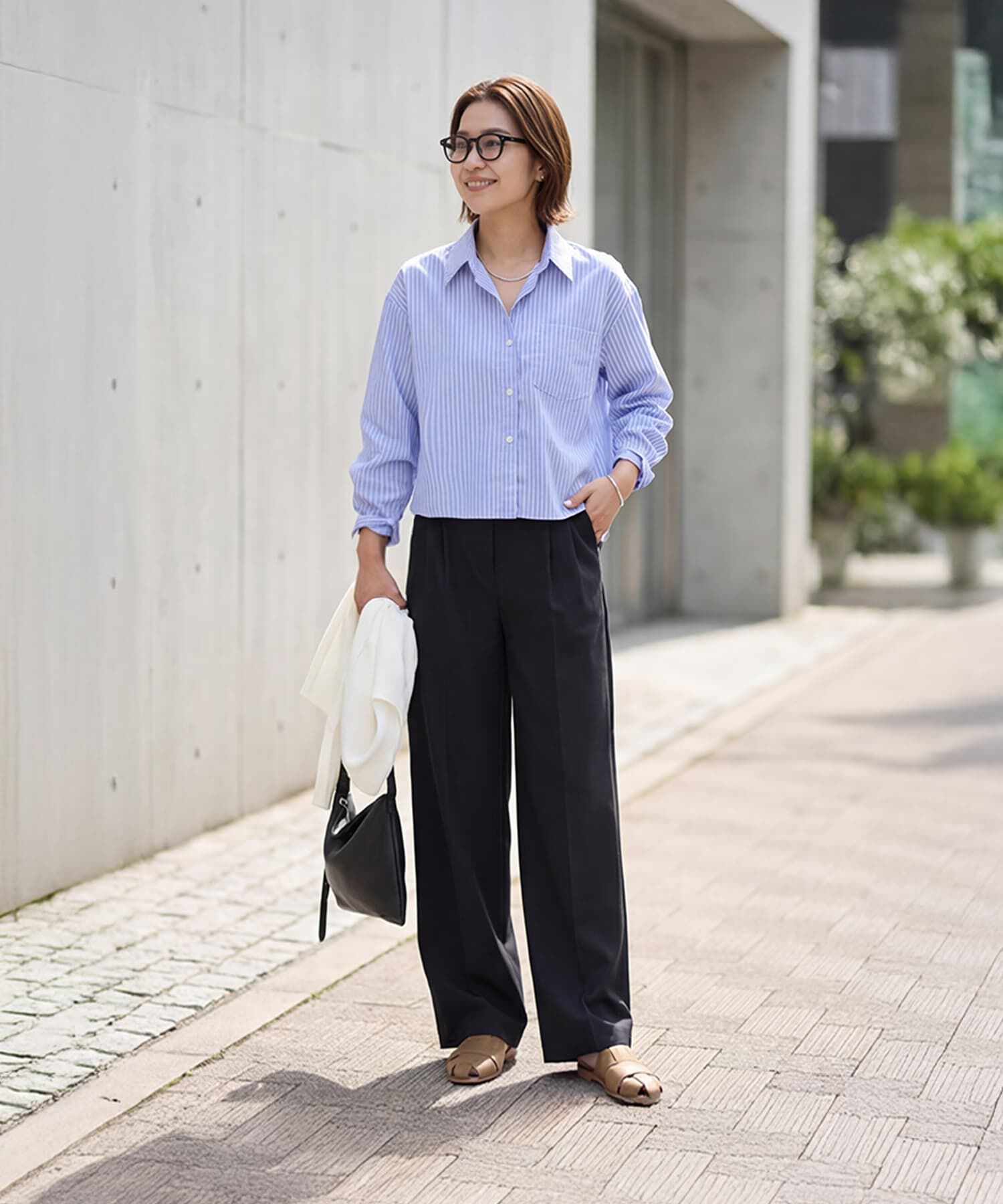 STYLE DELI「サラサラ短めストライプ柄シャツ」|シャツ・ブラウス|