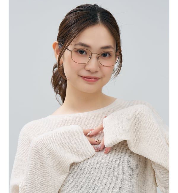  「ウェリントン型 メガネ | 四角 小顔効果 チタン 軽量 メタル 伊達・度付き Zoff  レンズ交換券付」|メガネ|
