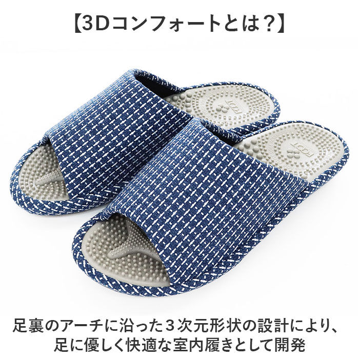 BACKYARD FAMILY「オクムラ 3d コンフォート 健康 スリッパ 3D 通販 健康スリッパ 部屋履き 室内履き」|ルームシューズ|
