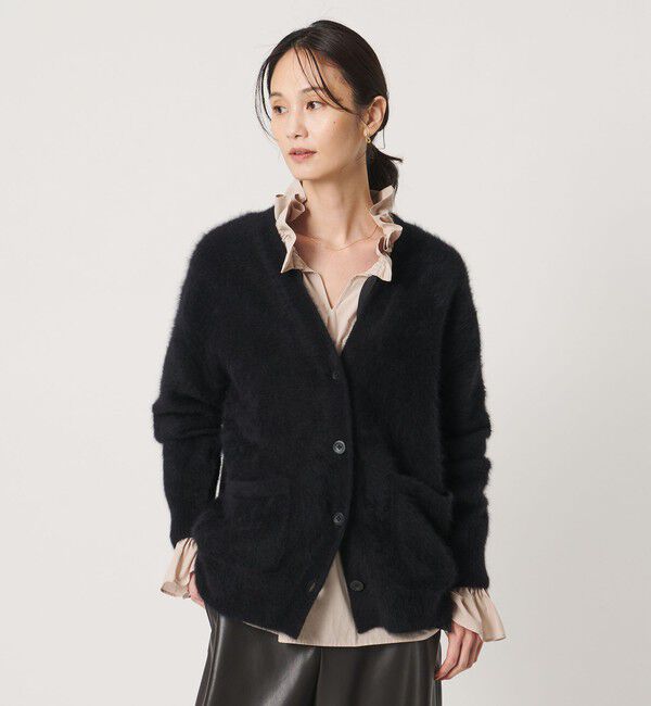 UNITED ARROWS「フォックスカシミヤ ミドル カーディガン」|カーディガン|BLACK