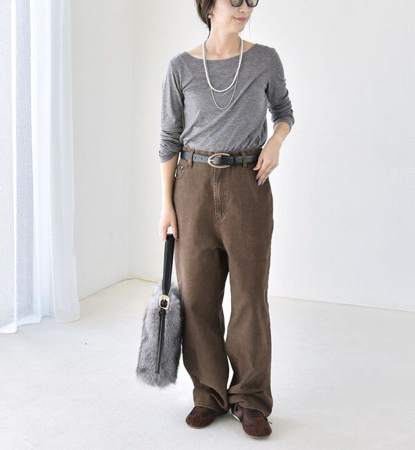 quaranciel「〈手洗い可能〉ウール ミックス シアー ボートネック プルオーバー」|Tシャツ・カットソー|