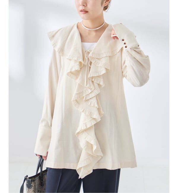 journal standard L'essage「Uhr/ウーア Cotton Silk Ruffle Frill Shirt シャツ」|シャツ・ブラウス|