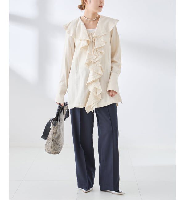 journal standard L'essage「Uhr/ウーア Cotton Silk Ruffle Frill Shirt シャツ」|シャツ・ブラウス|