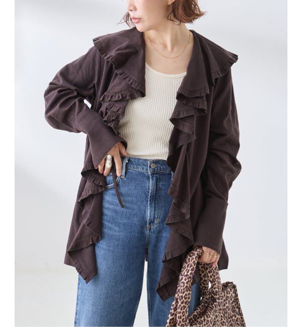journal standard L'essage「Uhr/ウーア Cotton Silk Ruffle Frill Shirt シャツ」|シャツ・ブラウス|