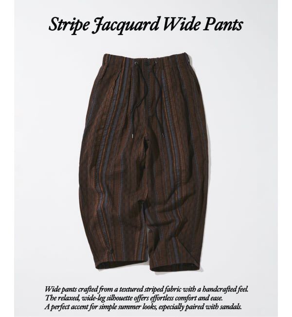 JOURNAL STANDARD「ストライプ ジャガード ワイド パンツ」|その他|ブラウン