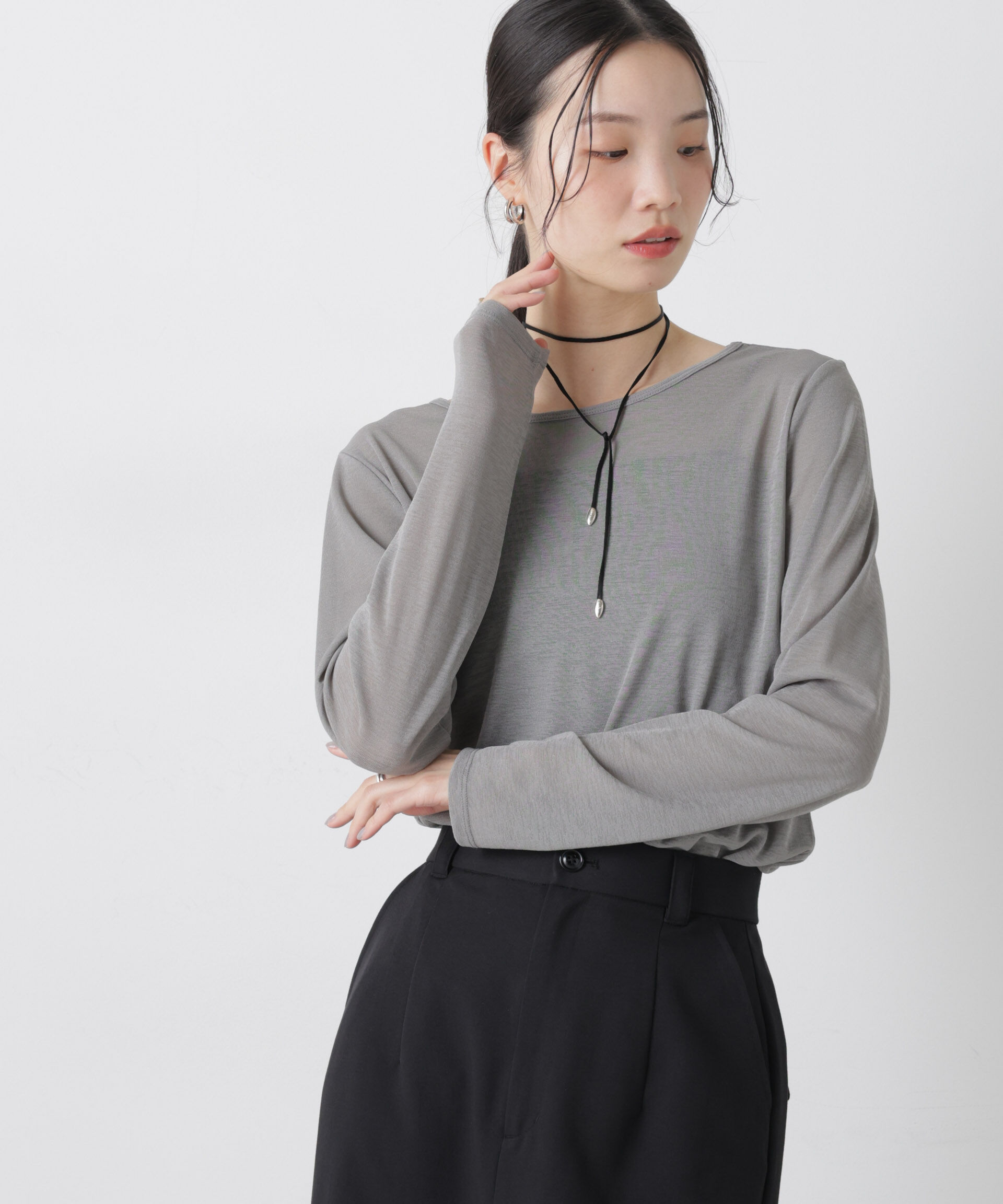 NANO universe「スラブシアーロングスリーブTシャツ」|Tシャツ・カットソー|