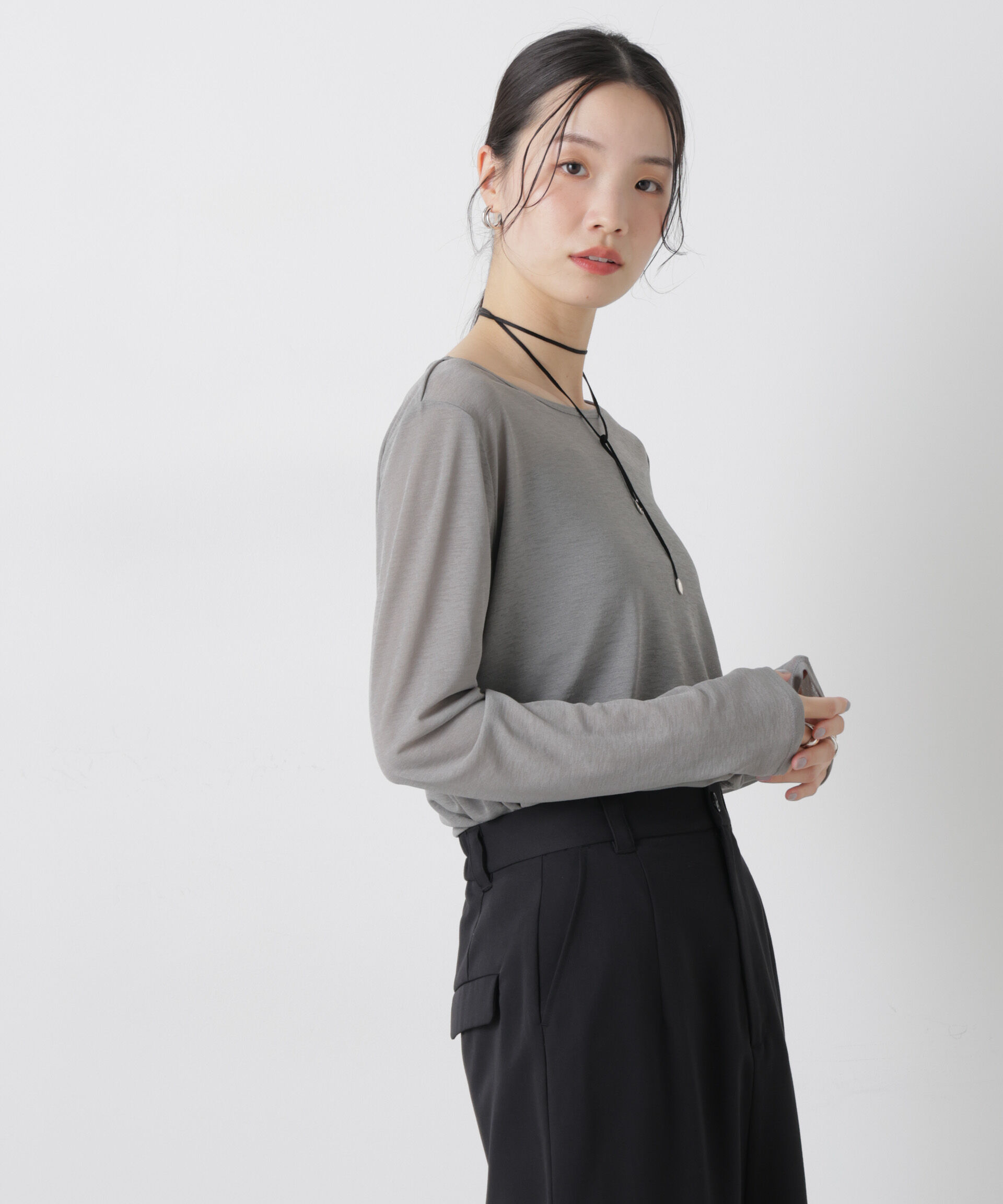 NANO universe「スラブシアーロングスリーブTシャツ」|Tシャツ・カットソー|