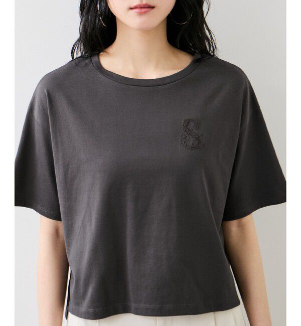 VIS「ボクシークロップド刺繍Tシャツ」|Tシャツ・カットソー|