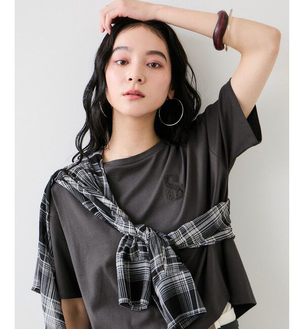 VIS「ボクシークロップド刺繍Tシャツ」|Tシャツ・カットソー|