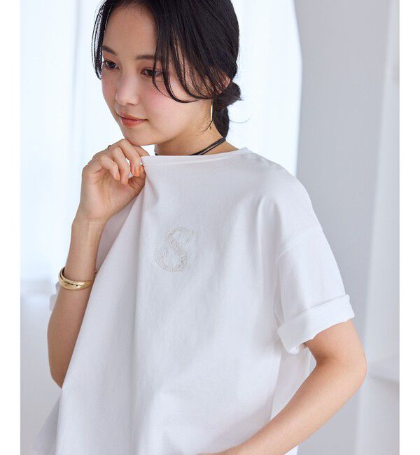 VIS「ボクシークロップド刺繍Tシャツ」|Tシャツ・カットソー|ホワイト(10)