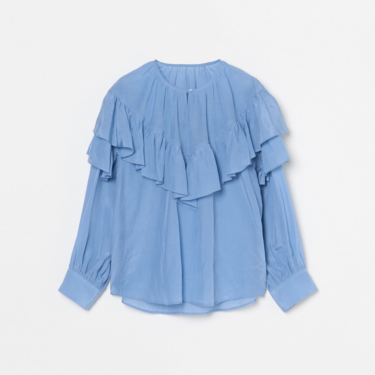 HELIOPOLE「HELIOPOLE FRILL BLOUSE」|シャツ・ブラウス|サックス