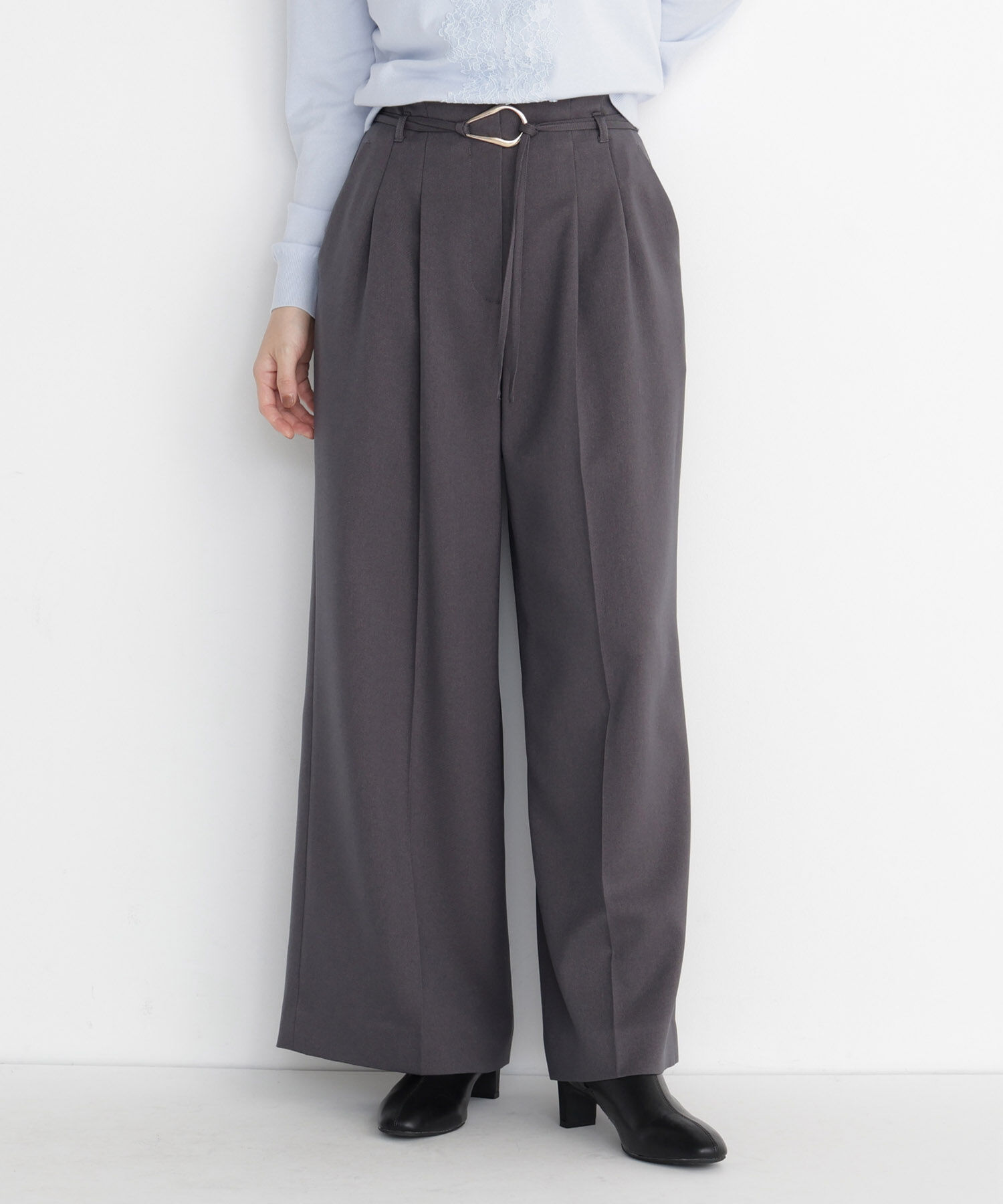  「＜CLASSY.11月号掲載＞ダブルベルトワイドパンツ」|その他|グレー