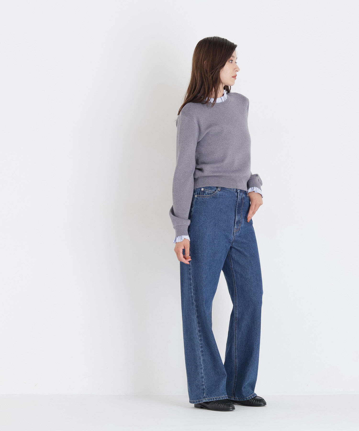  「ストライプフリルネックニット 26AW」|ニット・セーター|