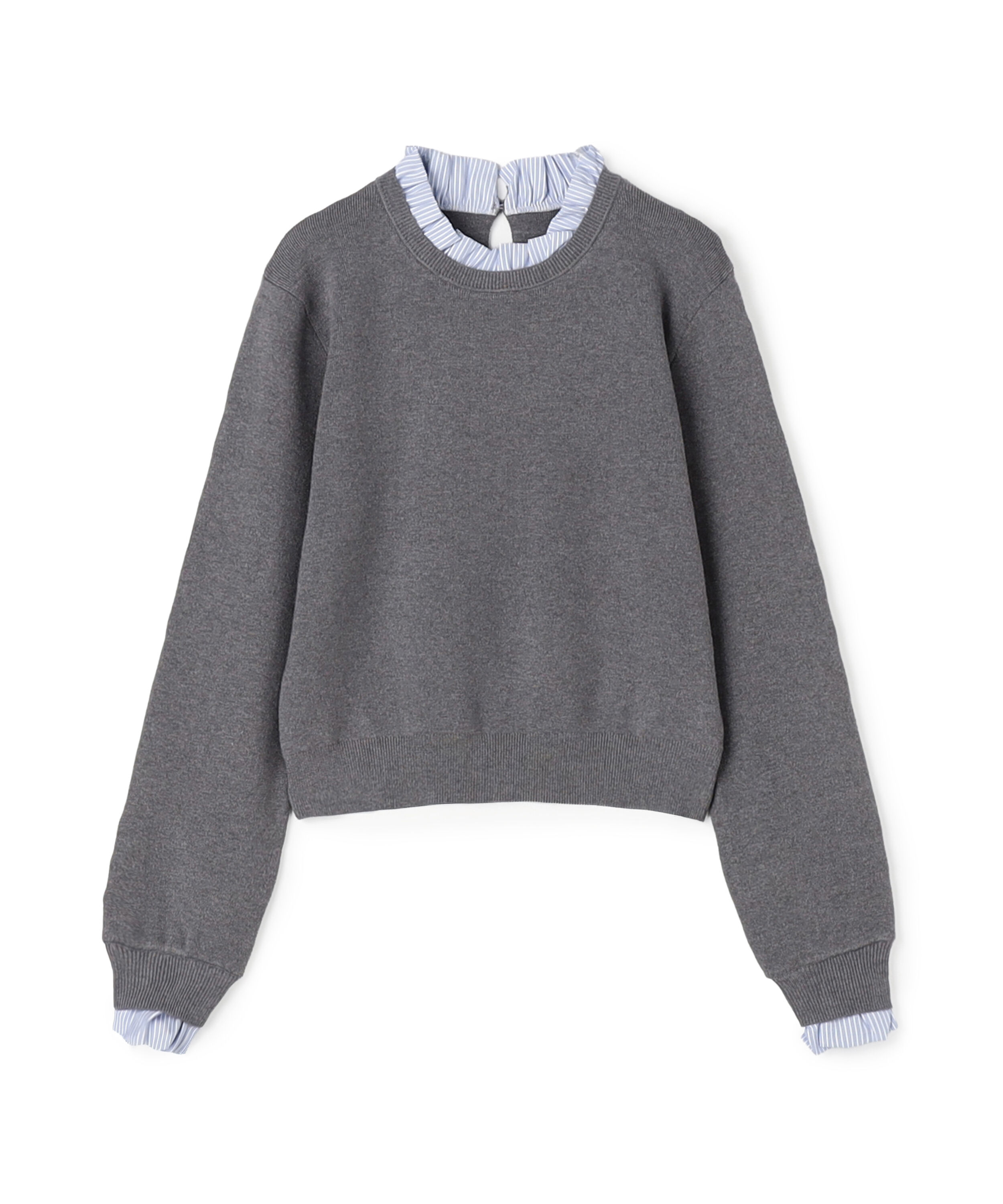  「ストライプフリルネックニット 26AW」|ニット・セーター|
