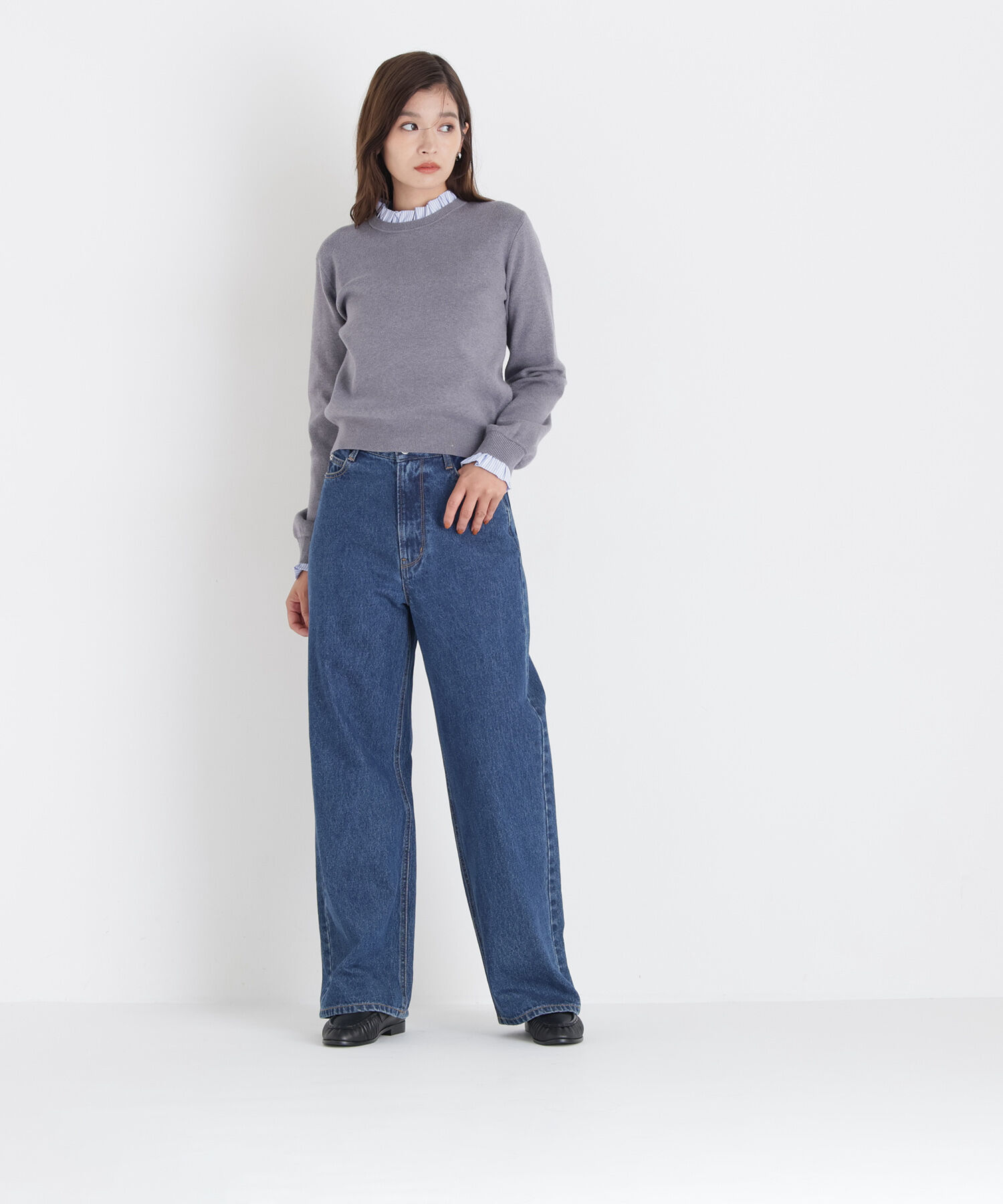  「ストライプフリルネックニット 26AW」|ニット・セーター|
