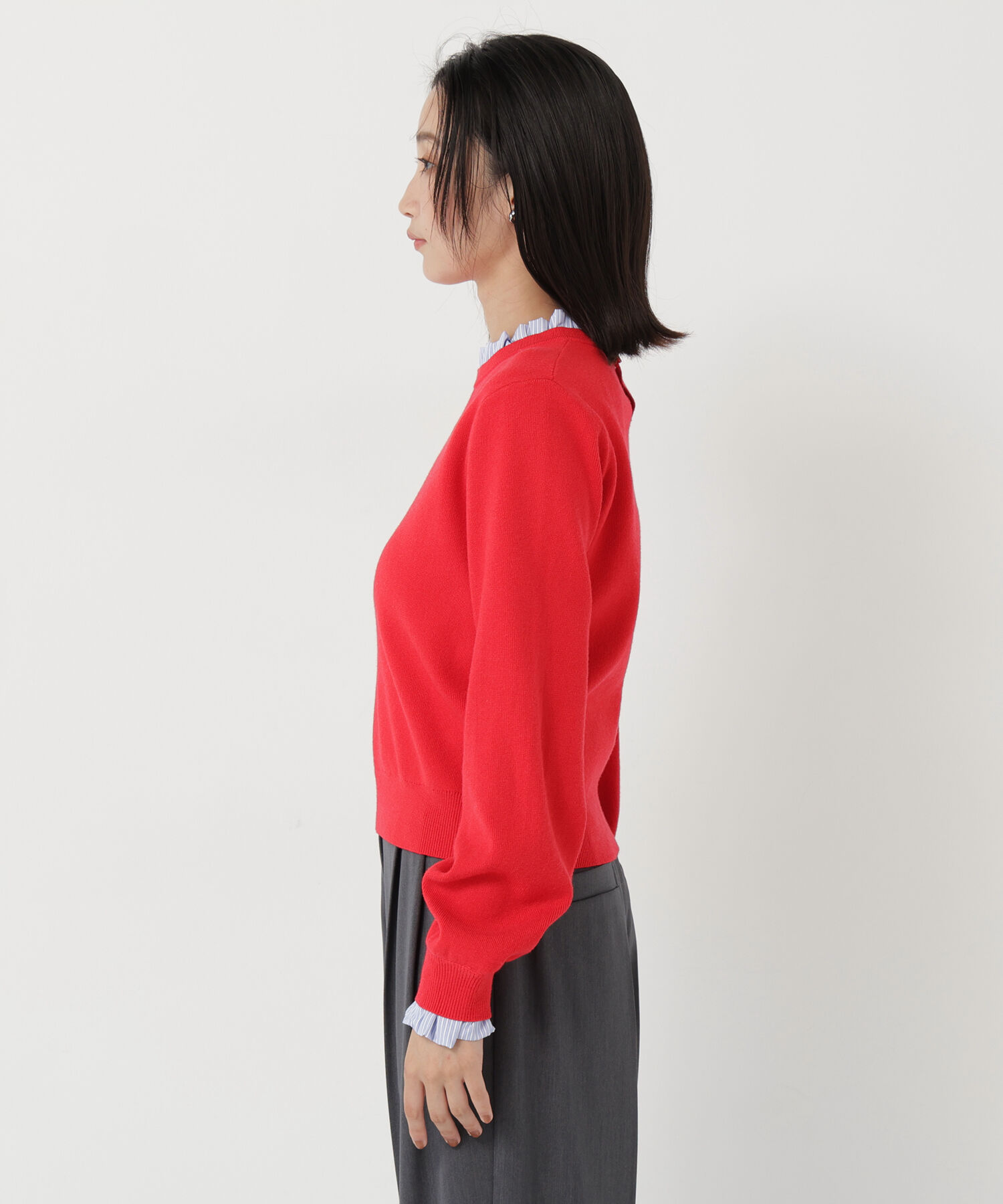  「ストライプフリルネックニット 26AW」|ニット・セーター|