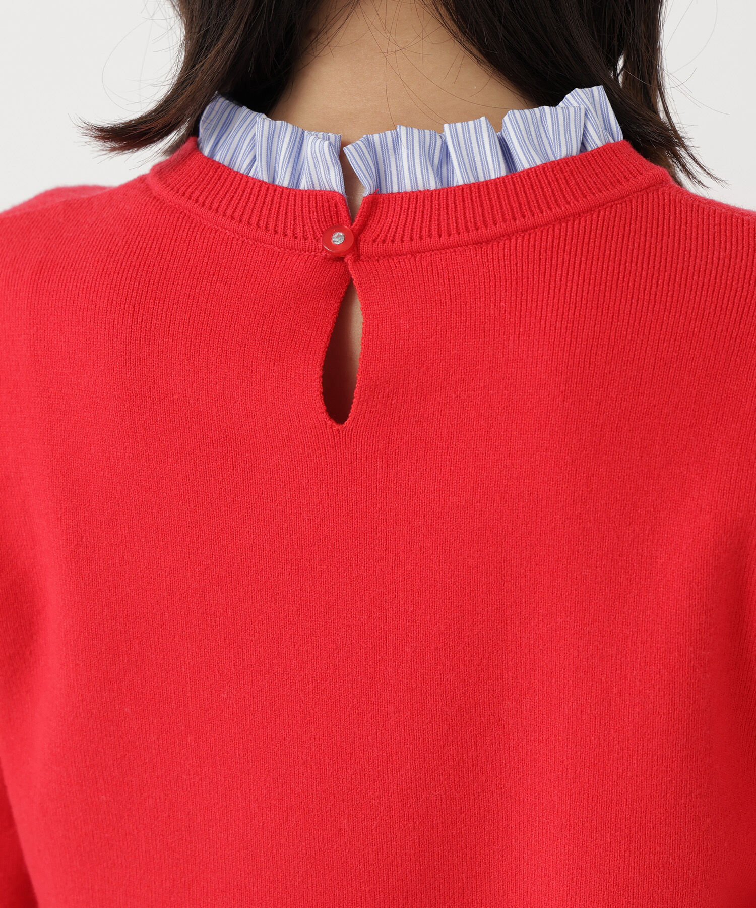  「ストライプフリルネックニット 26AW」|ニット・セーター|