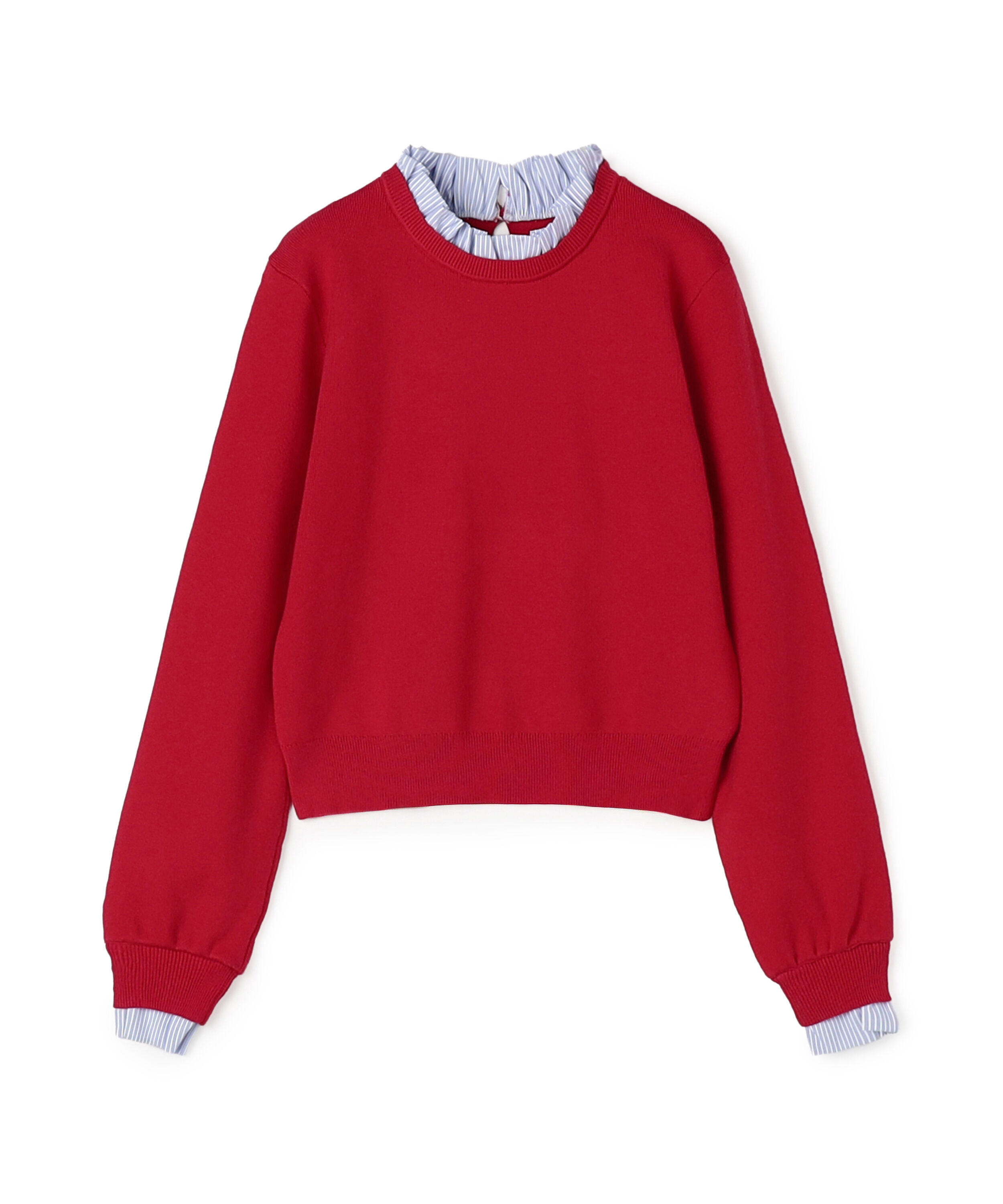  「ストライプフリルネックニット 26AW」|ニット・セーター|