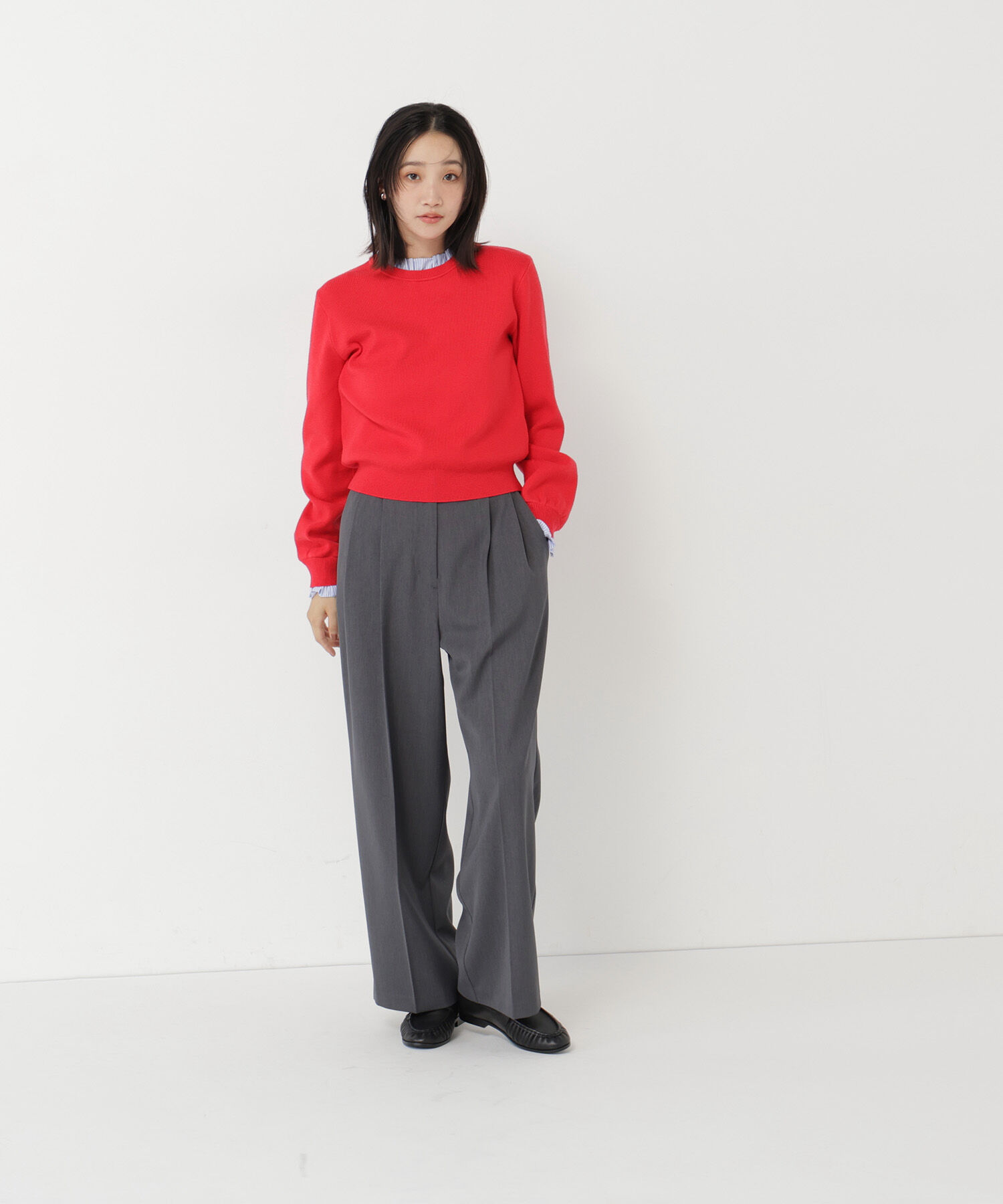  「ストライプフリルネックニット 26AW」|ニット・セーター|