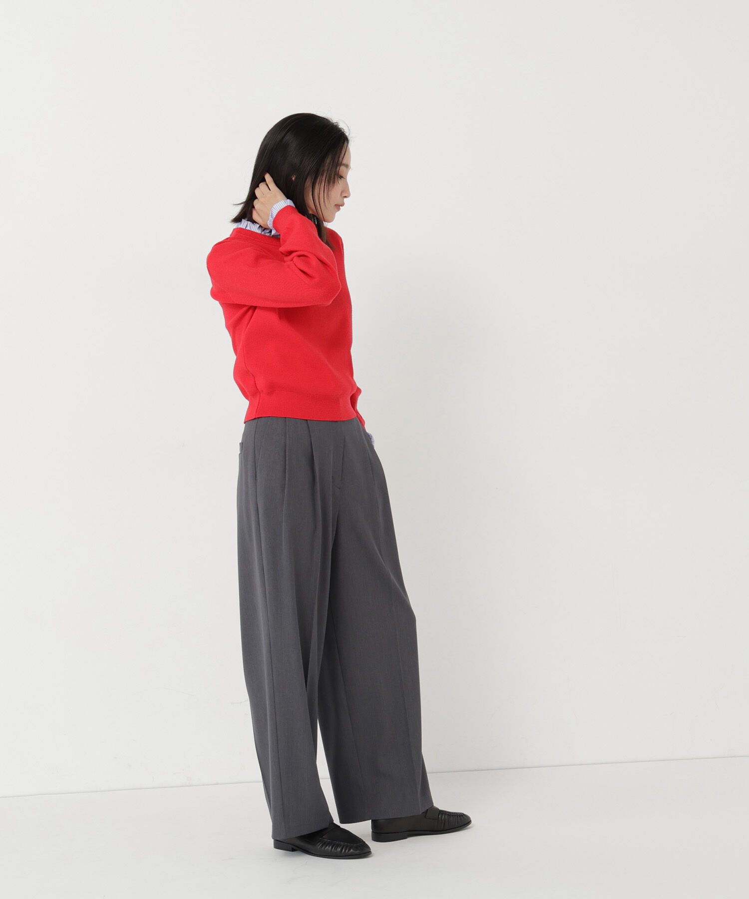  「ストライプフリルネックニット 26AW」|ニット・セーター|