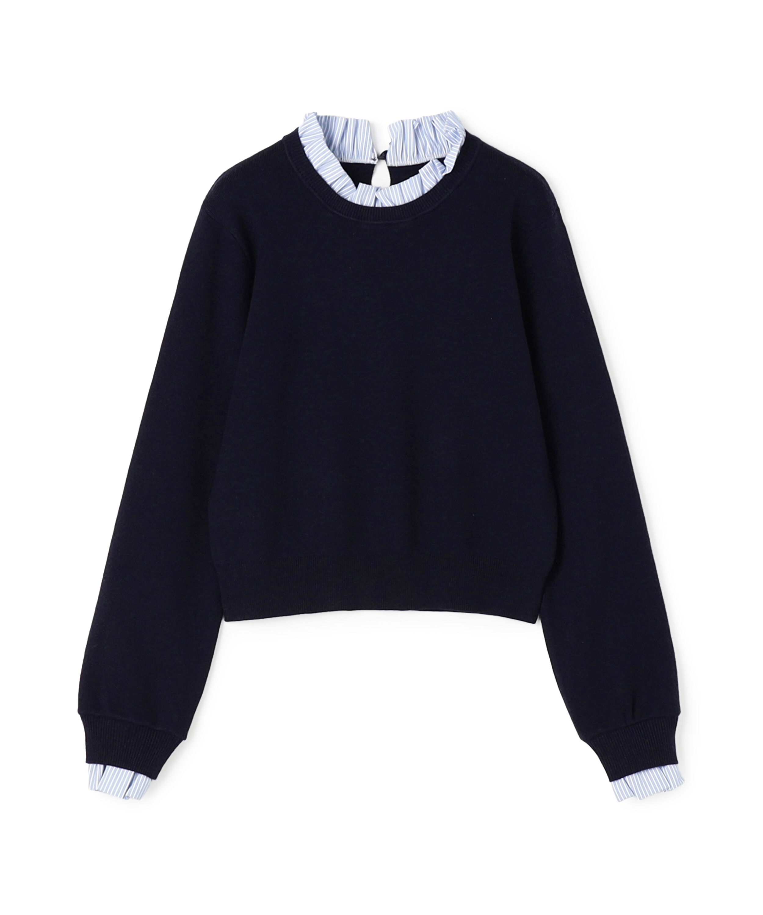  「ストライプフリルネックニット 26AW」|ニット・セーター|