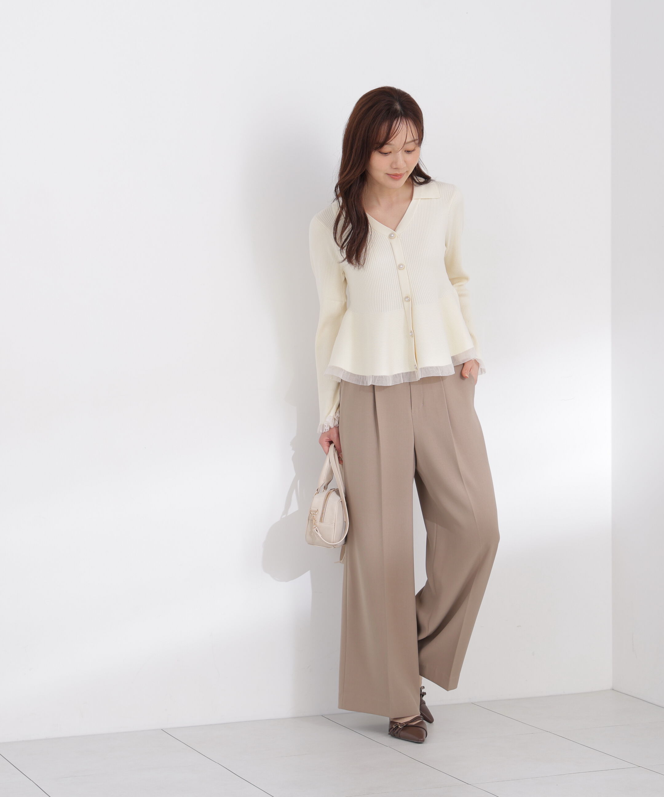PROPORTION BODY DRESSING「シアー切り替えペプラムニット 26AW」|ニット・セーター|
