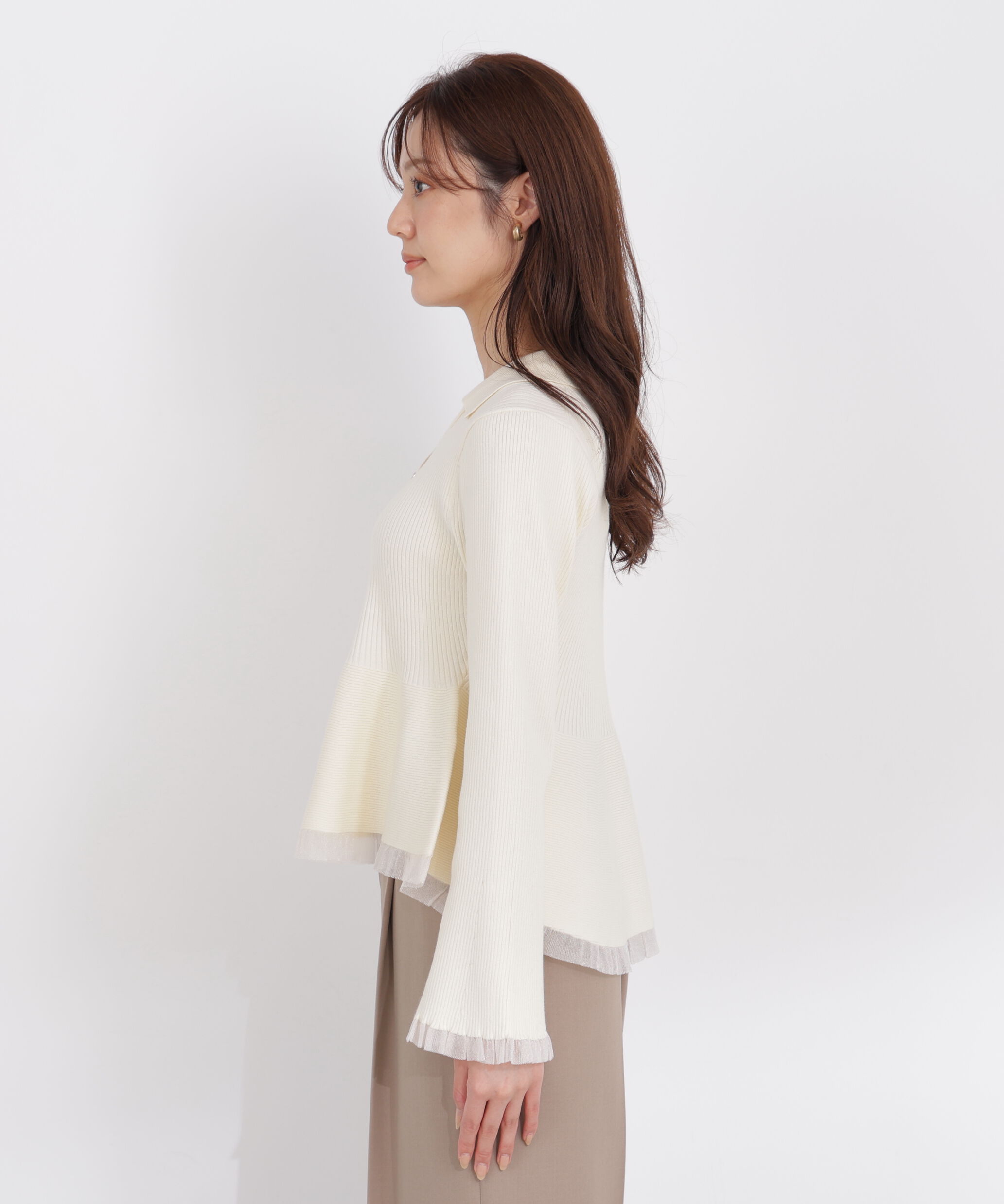 PROPORTION BODY DRESSING「シアー切り替えペプラムニット 26AW」|ニット・セーター|