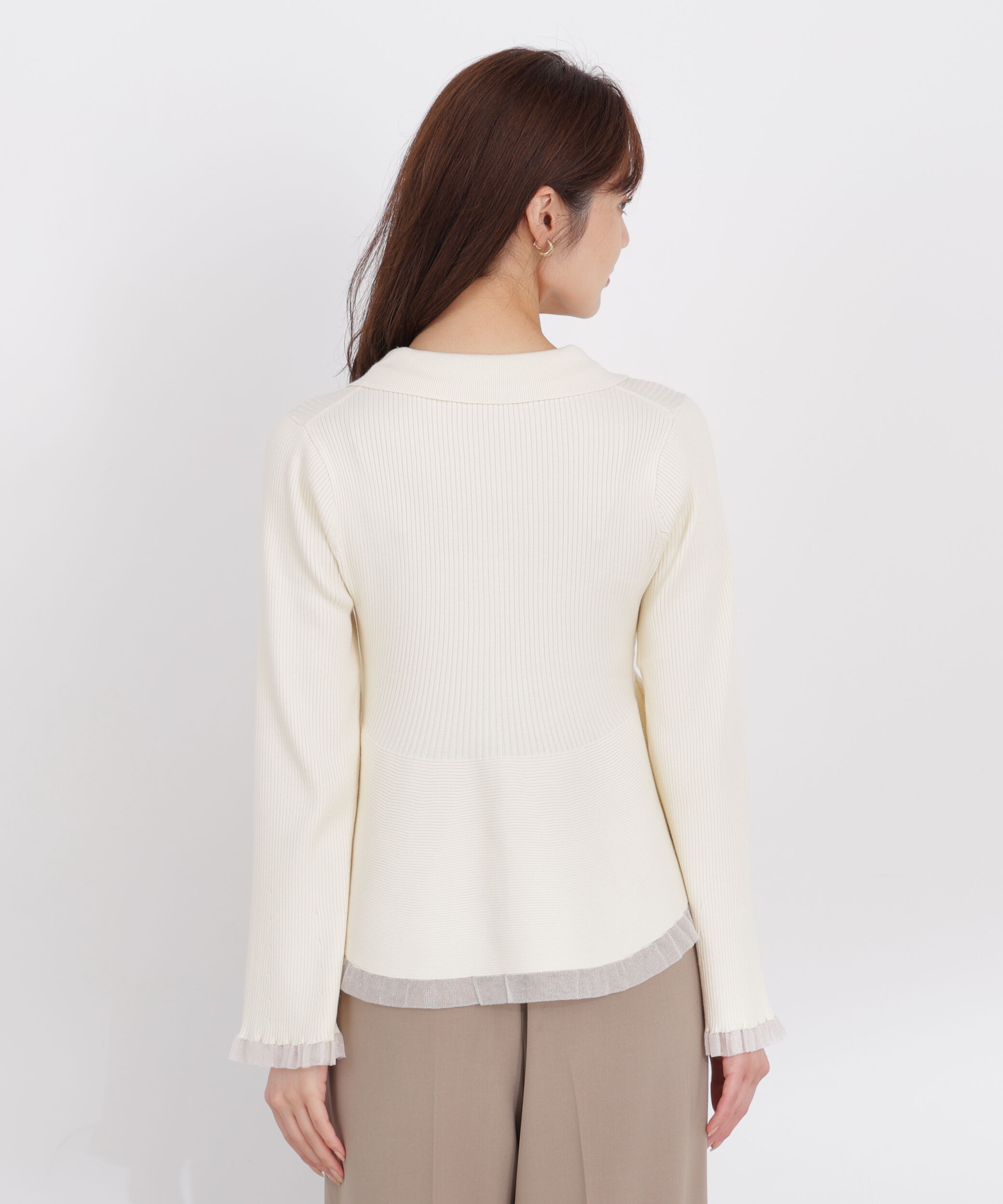 PROPORTION BODY DRESSING「シアー切り替えペプラムニット 26AW」|ニット・セーター|