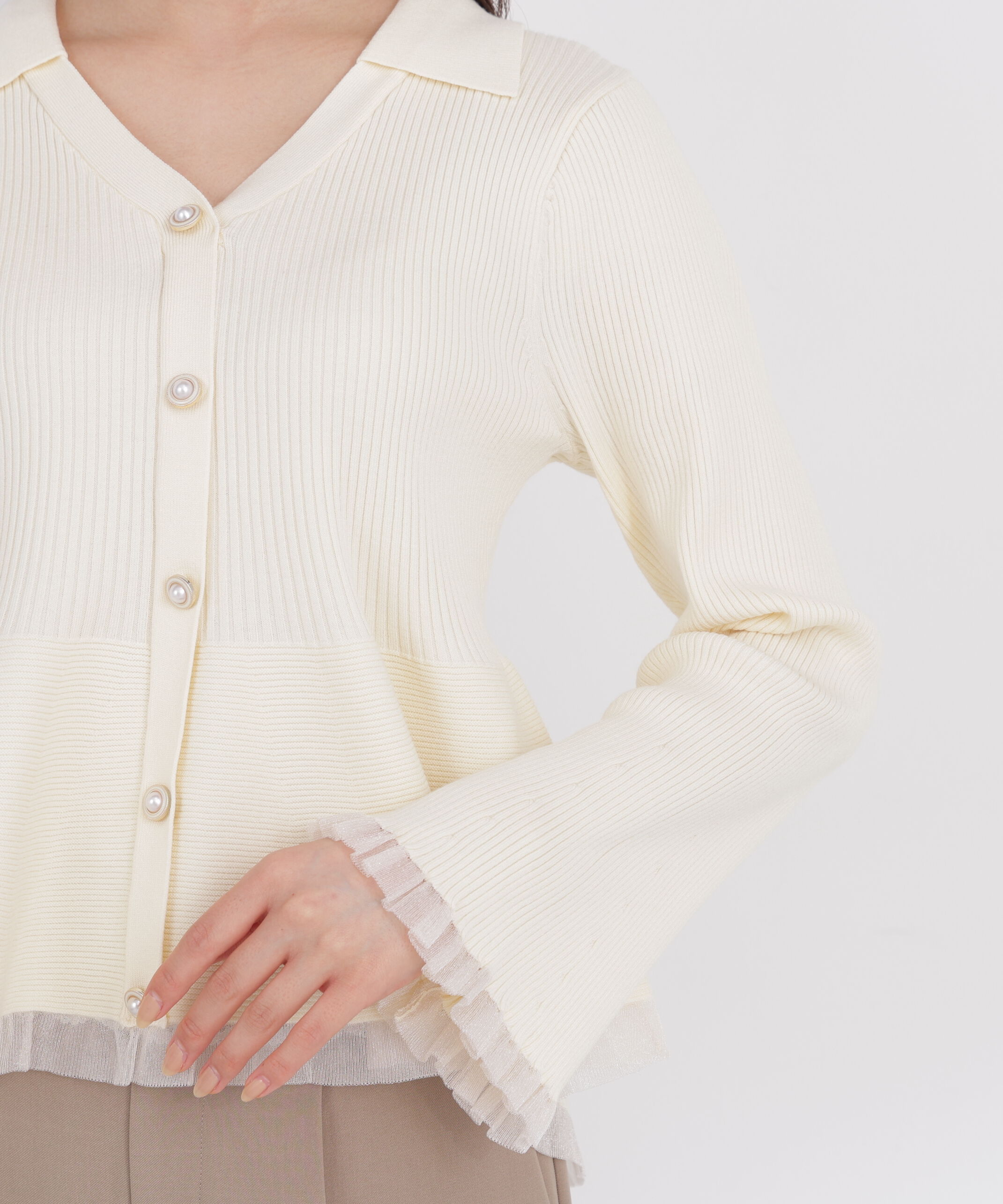 PROPORTION BODY DRESSING「シアー切り替えペプラムニット 26AW」|ニット・セーター|