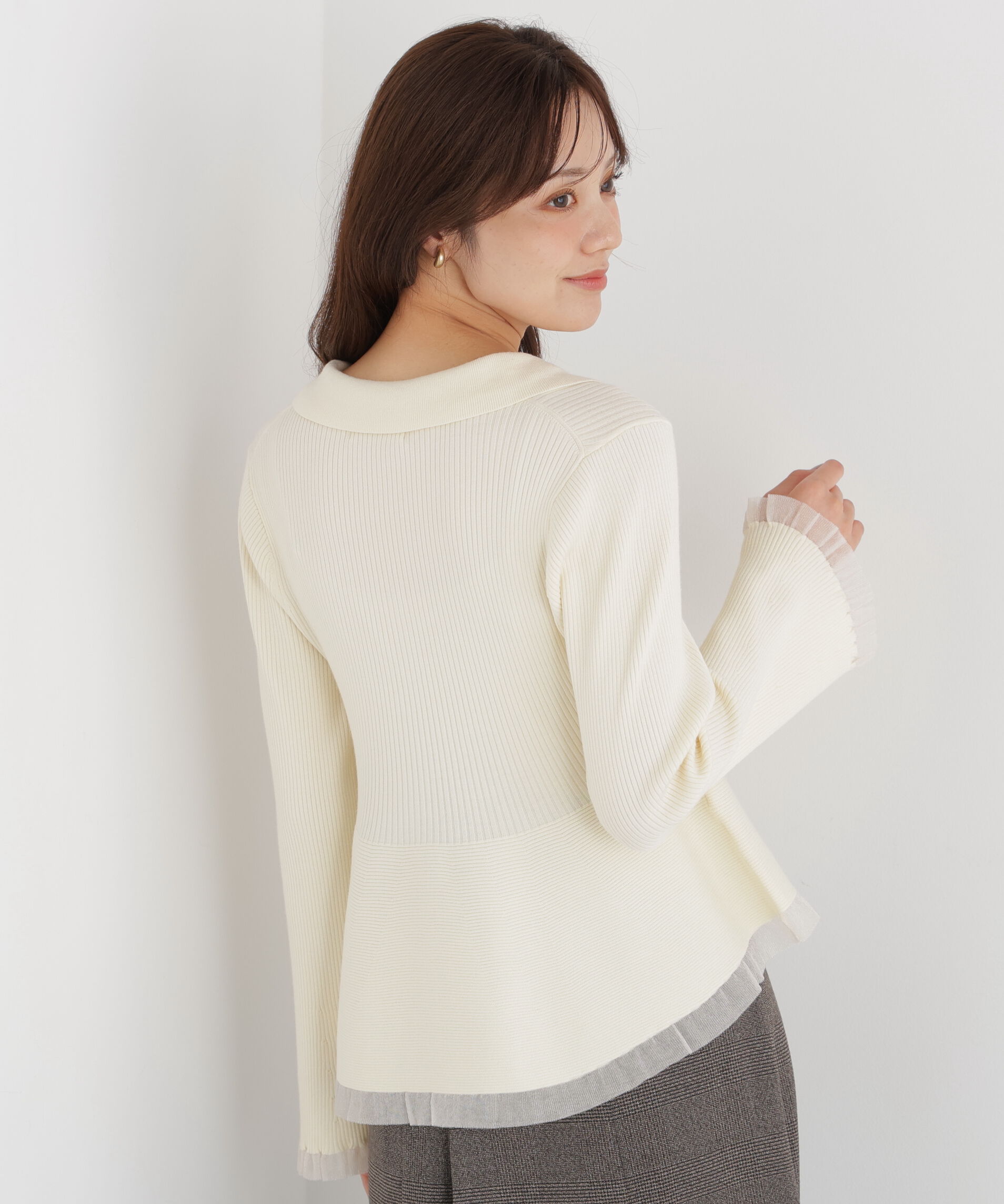 PROPORTION BODY DRESSING「シアー切り替えペプラムニット 26AW」|ニット・セーター|