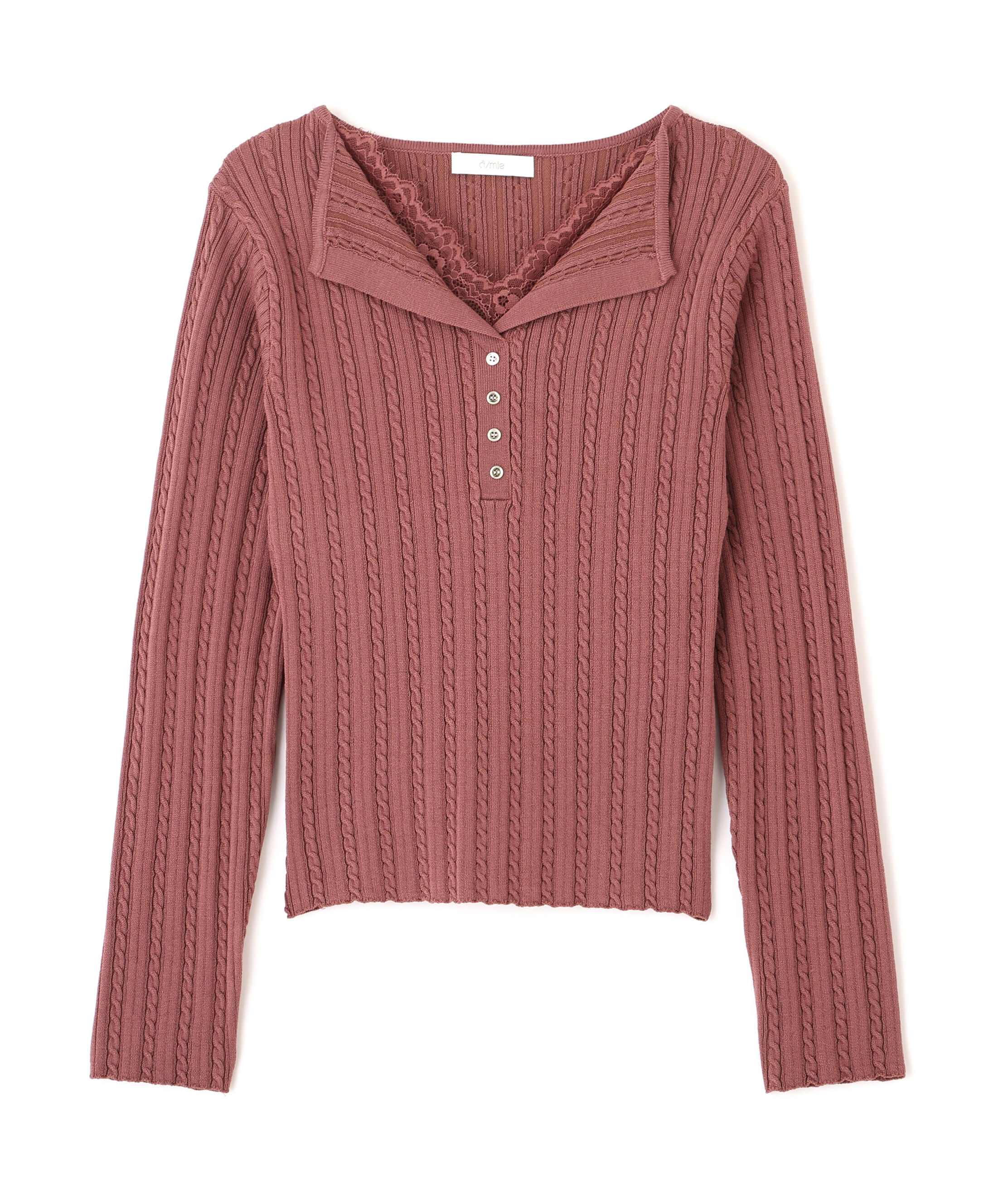  「＜a/mie＞レースレイヤード変形ヘンリーニット 26AW」|ニット・セーター|