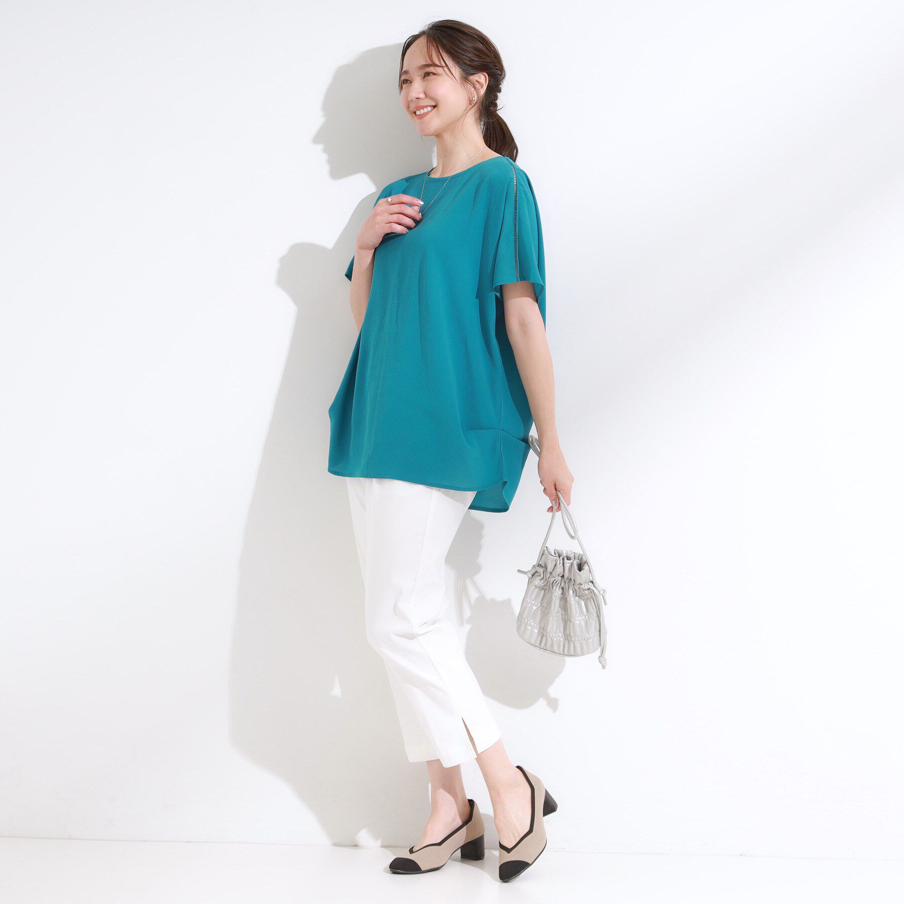 SHOO･LA･RUE「【S-LL/ひんやり/洗濯後しわになりにくい】インせず決まる はしごレースドルマンブラウス」|シャツ・ブラウス|