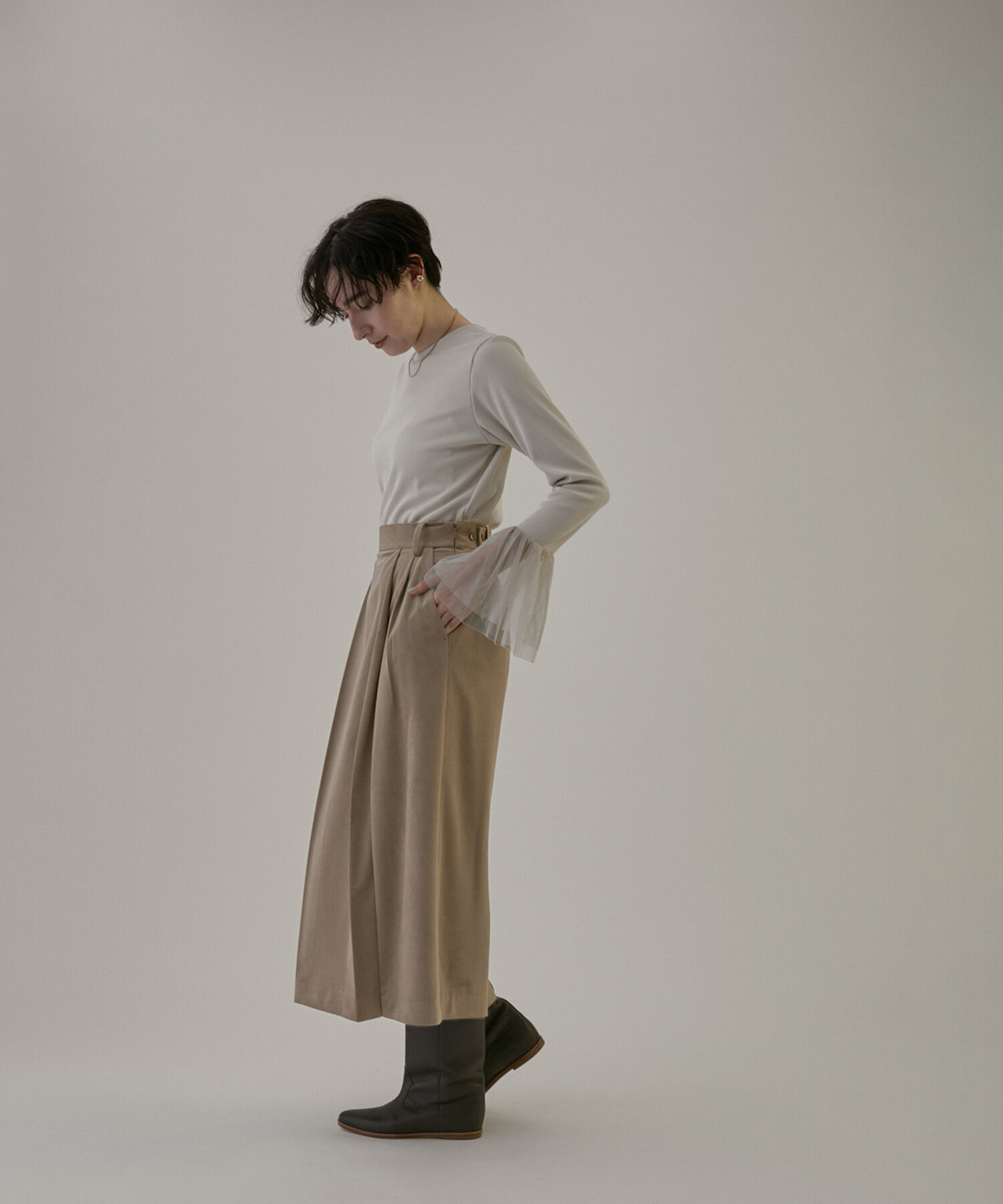 SALON adam et rope'「マイクロベロアツイルタックタイトスカート【洗える】」|スカート|