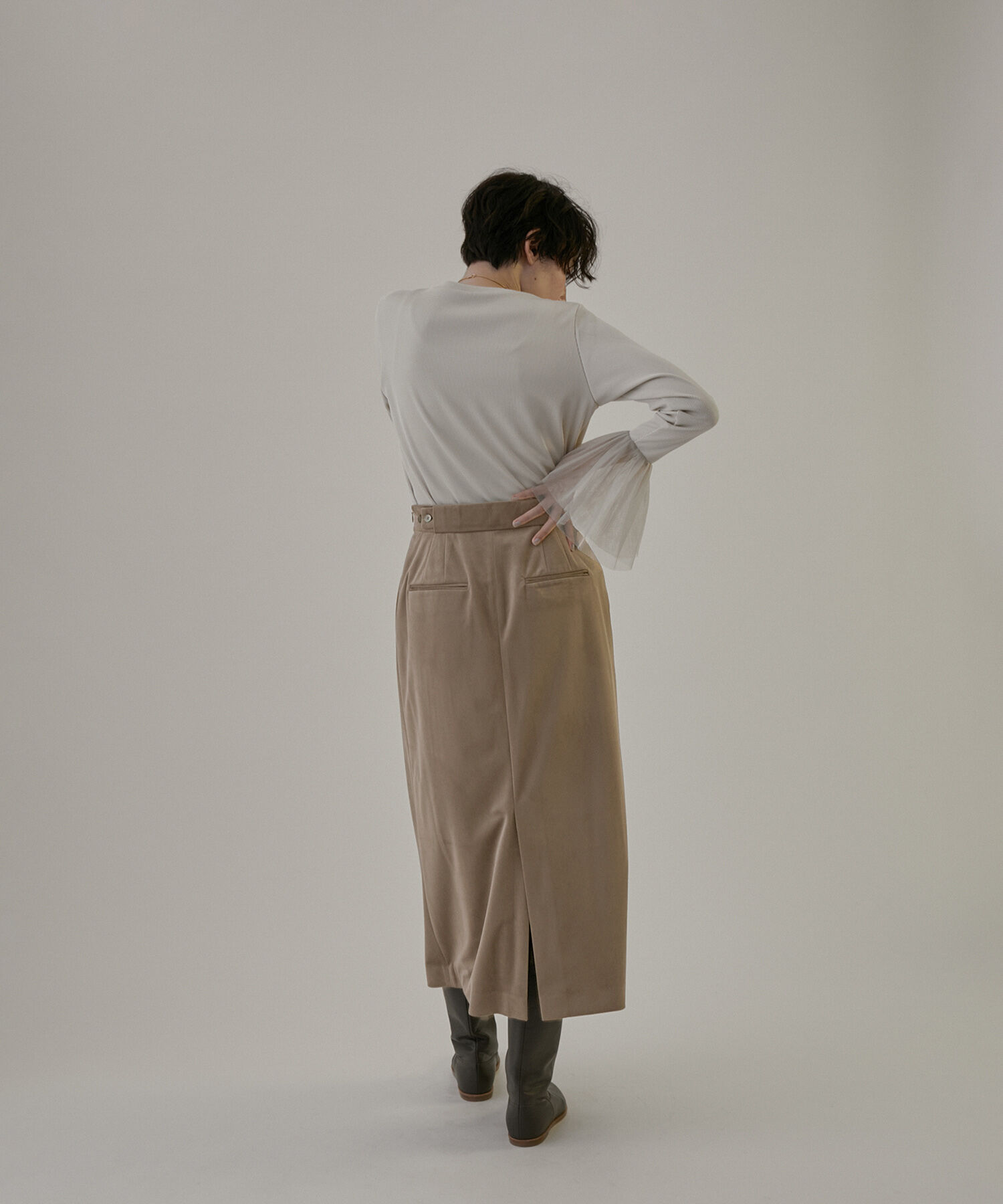 SALON adam et rope'「マイクロベロアツイルタックタイトスカート【洗える】」|スカート|