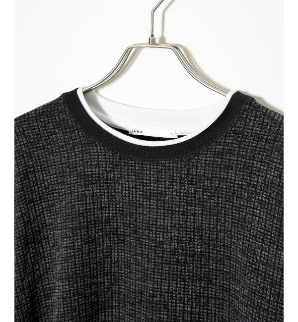 ikka「ビッグワッフルフェイクベストロンT」|Tシャツ・カットソー|