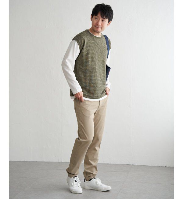 ikka「ビッグワッフルフェイクベストロンT」|Tシャツ・カットソー|