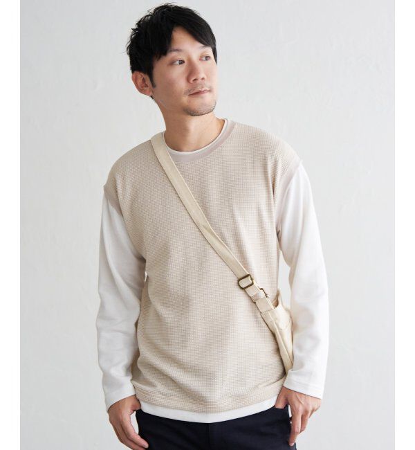 ikka「ビッグワッフルフェイクベストロンT」|Tシャツ・カットソー|