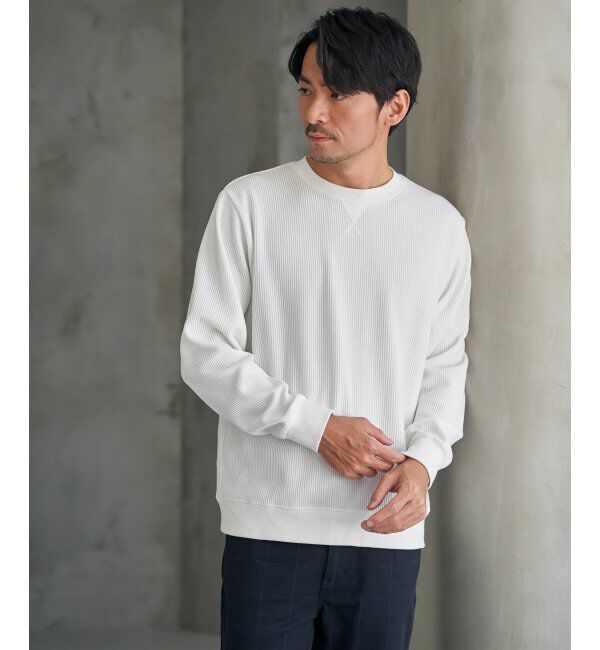 ikka「モールワッフルクルーネック」|パーカー|