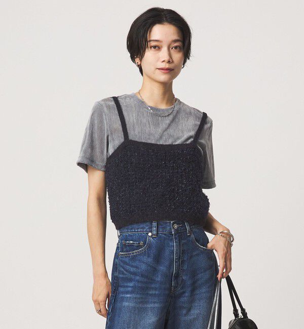 UNITED ARROWS green label relaxing「リボンヤーン ニット ビスチェ」|ベスト・ジレ|BLACK