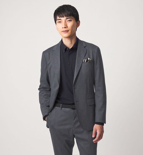 UNITED ARROWS green label relaxing「A+ プリントジャージー グレンプレイド 2B スタンダード セットアップ ジャケット -ストレッチ-」|テーラードジャケット|NAVY
