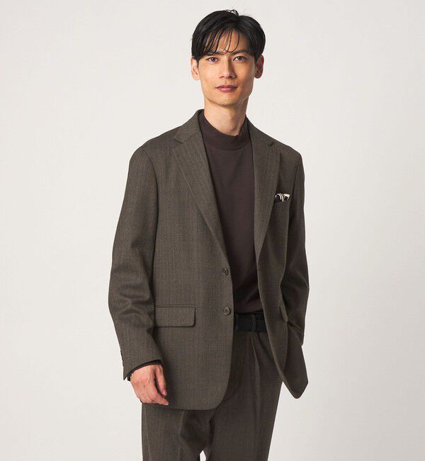 UNITED ARROWS green label relaxing「A+ TWPU ヘリンボーン 2B リラックス セットアップ ジャケット -ストレッチ-」|テーラードジャケット|DK.BROWN