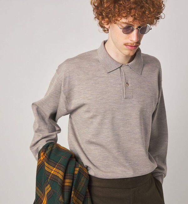 STEVEN ALAN「＜Steven Alan＞ メランジ ウール オープン ニット 2B ポロシャツ」|ニット・セーター|